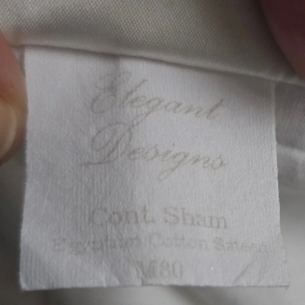 Hamburg House Egyptian Cotton Sateen Euro‎ Pillow Shams Cream Tan Border Set 2